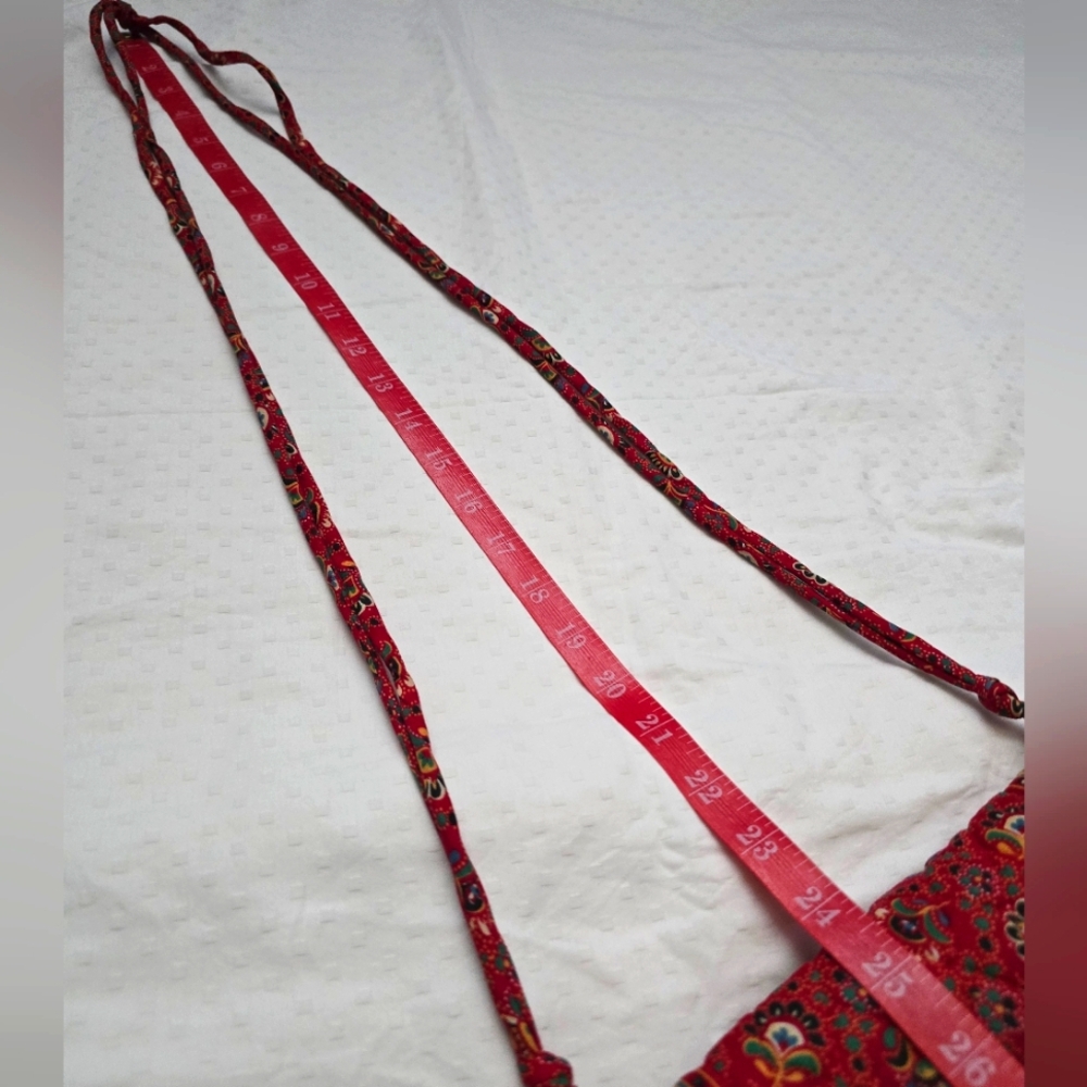 Vintage Vera Bradley Red Quilted Pattern Crossbody Purse Shoulder Bag - Picture 10 of 12